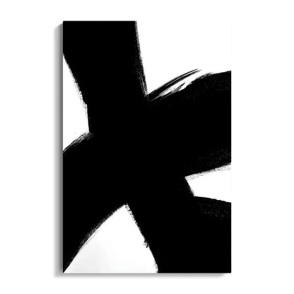 Contemporary Abstract Oil Painting with Bold Black and White Brushstrokes
