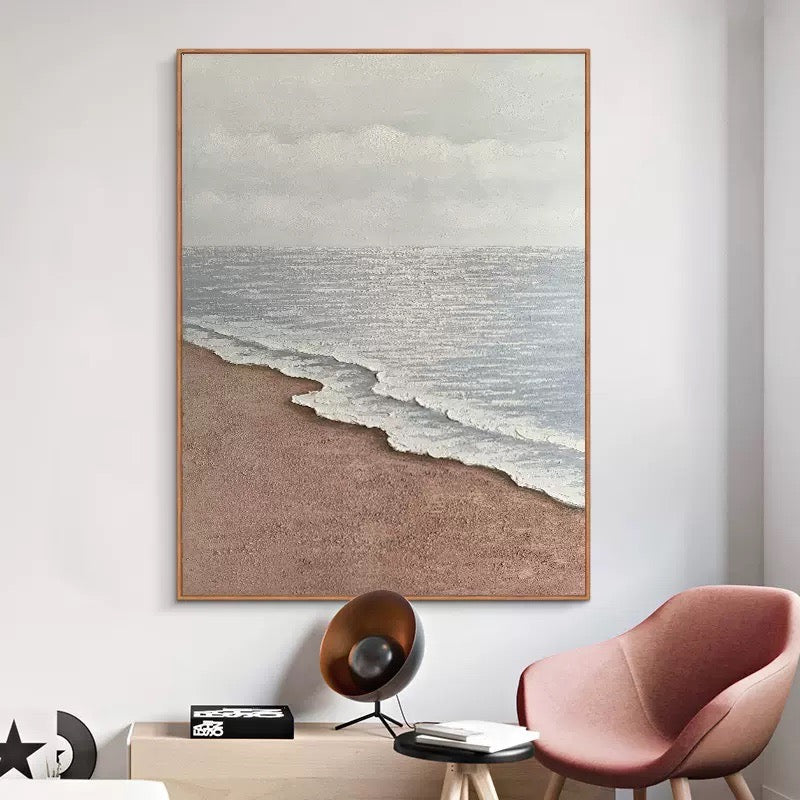 Quiet Beach Low Tide Coastal Oil Painting