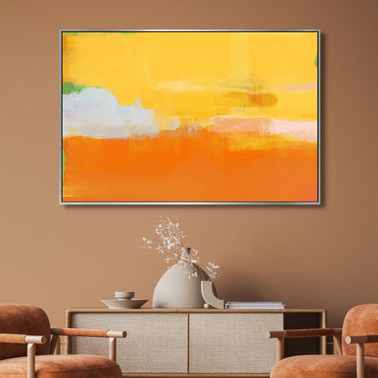 Vibrant Yellow and Orange Abstract Oil Painting for Modern Home Decor