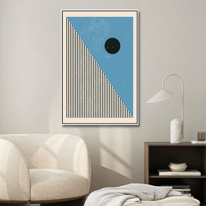 Vibrant 90s Retro Oil Painting in Yellow, Orange, and Blue Geometric Style
