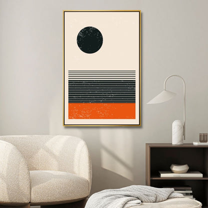 Vibrant 90s Retro Oil Painting in Yellow, Orange, and Blue Geometric Style
