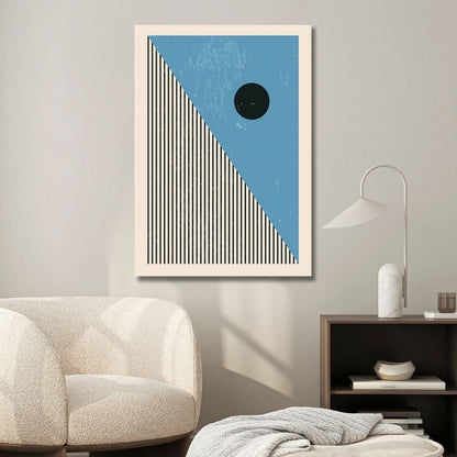 Vibrant 90s Retro Oil Painting in Yellow, Orange, and Blue Geometric Style