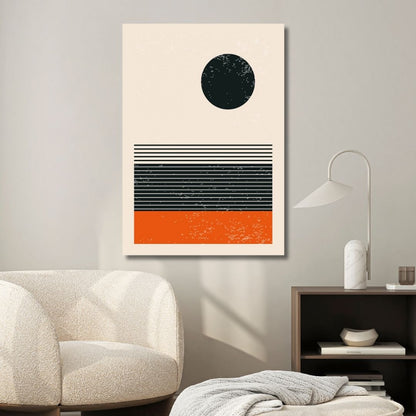 Vibrant 90s Retro Oil Painting in Yellow, Orange, and Blue Geometric Style