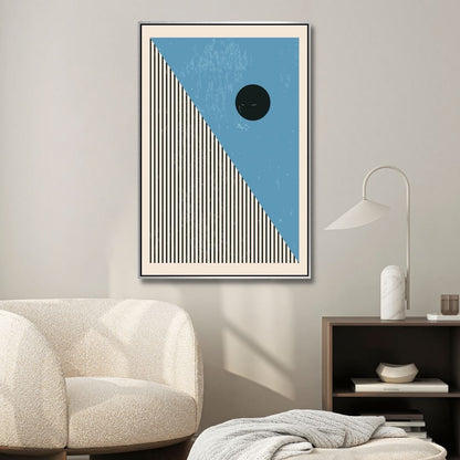 Vibrant 90s Retro Oil Painting in Yellow, Orange, and Blue Geometric Style