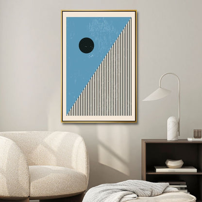Vibrant 90s Retro Oil Painting in Yellow, Orange, and Blue Geometric Style