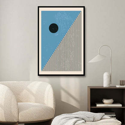 Vibrant 90s Retro Oil Painting in Yellow, Orange, and Blue Geometric Style
