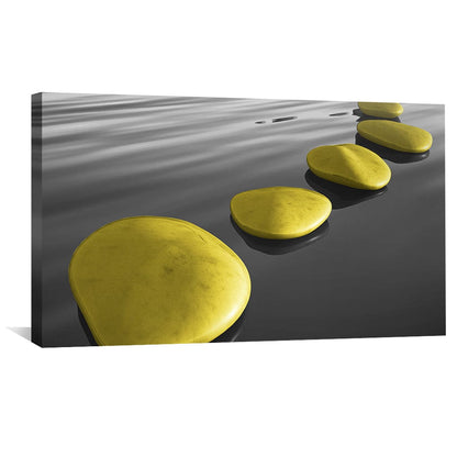 Tranquil Yellow Stones on Water - Modern Oil Painting for Serenity and Relaxation