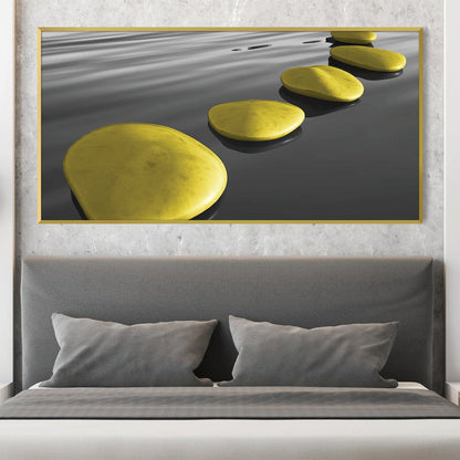 Tranquil Yellow Stones on Water - Modern Oil Painting for Serenity and Relaxation