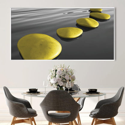 Tranquil Yellow Stones on Water - Modern Oil Painting for Serenity and Relaxation