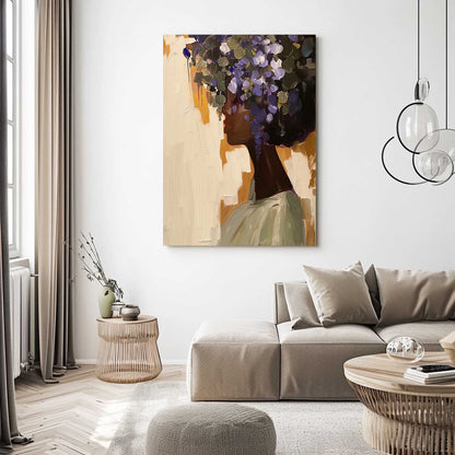 Elegant Floral Portrait Oil Painting for Home Decor and Art Lovers