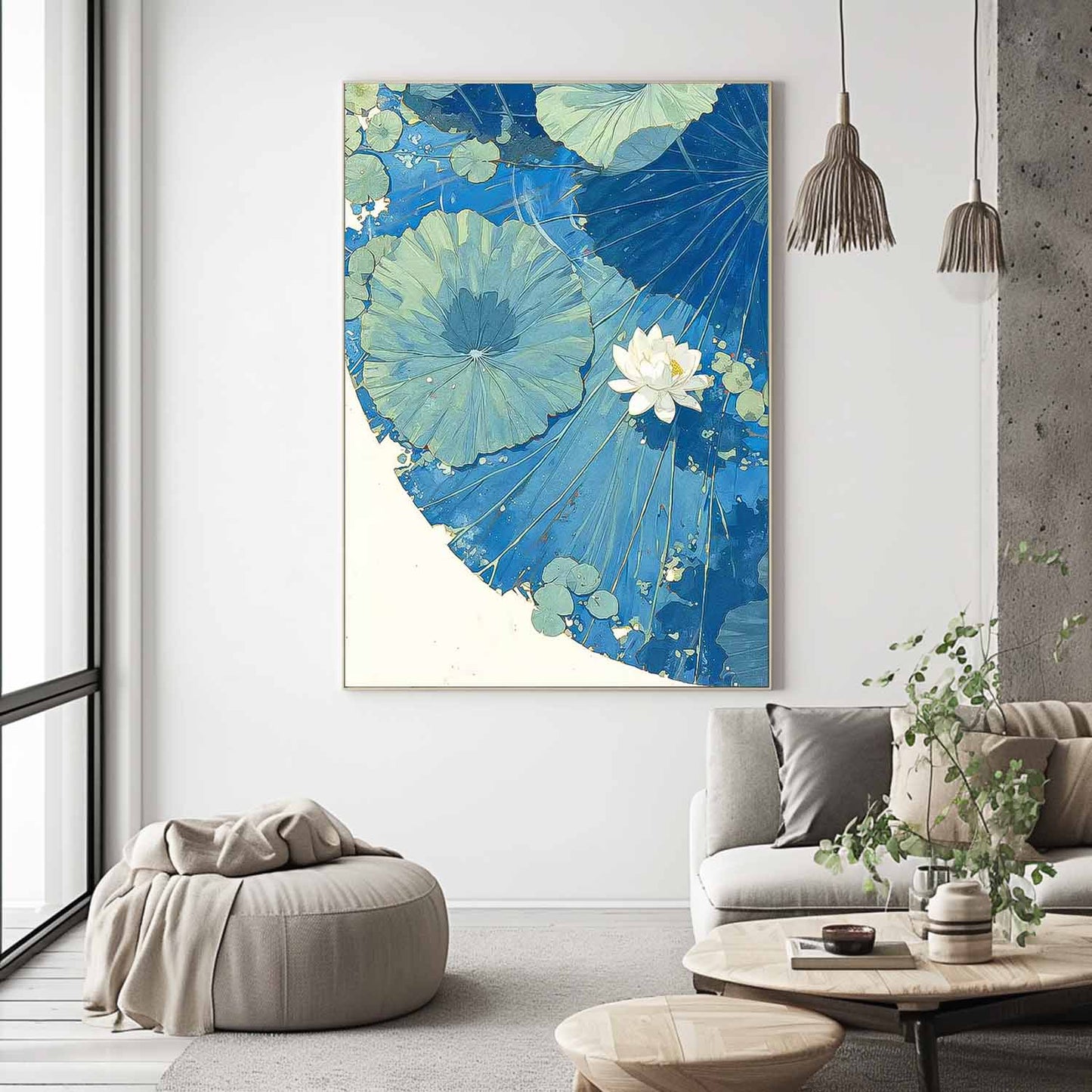 Serene Water Lily Oil Painting on Canvas for Tranquil Home Decor