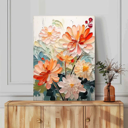 Vibrant Floral Oil Painting - Elegant Flower Artwork for Home Decor