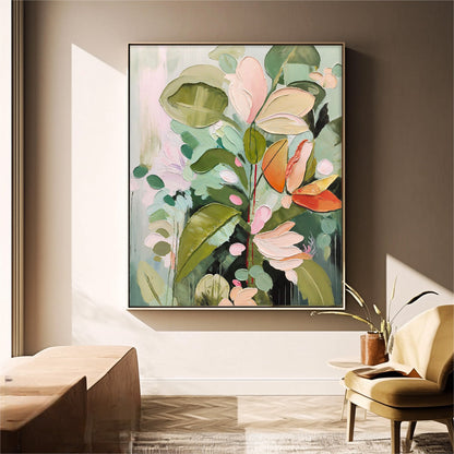 Vibrant Floral Oil Painting on Canvas - Contemporary Botanical Home Decor