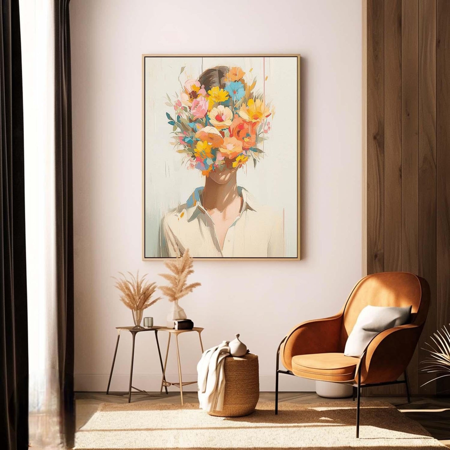 Vibrant Floral Portrait Canvas Art for Modern Home Decor