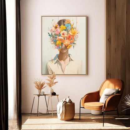 Vibrant Floral Portrait Canvas Art for Modern Home Decor