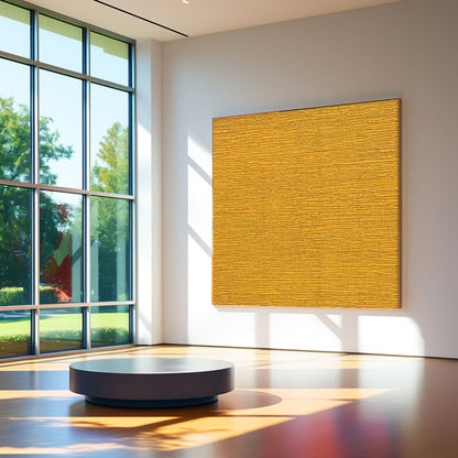 Vibrant Textured Yellow Oil Painting for Modern Minimalist Decor