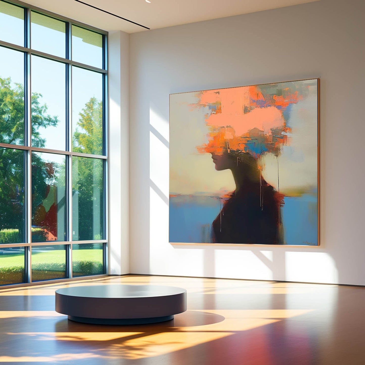Abstract Expressionism: Colorful Female Silhouette Oil Painting for Contemporary Decor