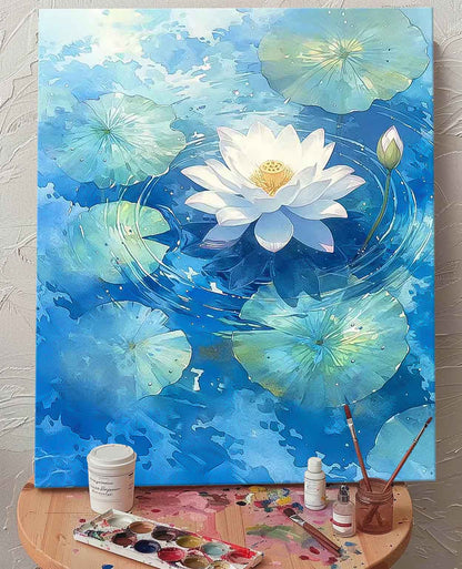Serene Water Lily Oil Painting for Tranquil Home Decor