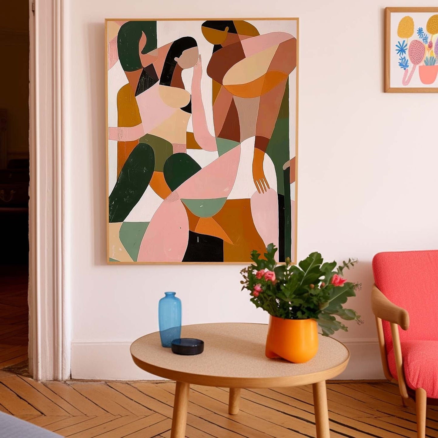 Colorful Abstract Oil Painting of Figures for Modern Home Decor
