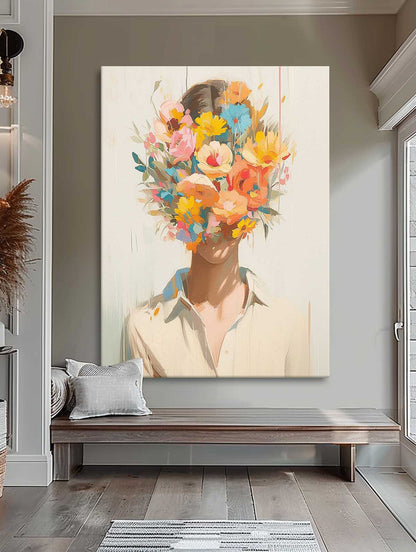 Vibrant Floral Portrait Canvas Art for Modern Home Decor