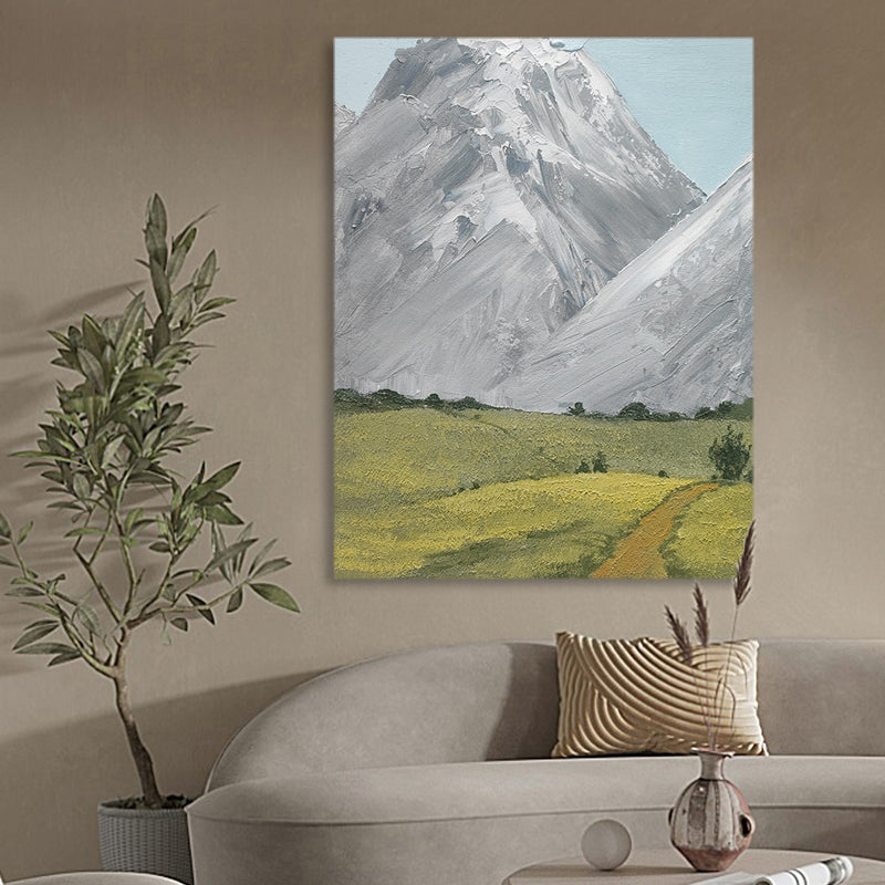 Snow Mountain Meadow Hike European Alps Oil Painting 145SM