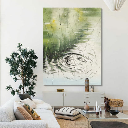 Pond Splash Willow Branches Quaint European Scene Oil Painting 141PS